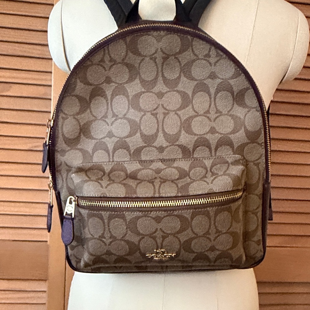 Coach Brown and Tan Signature Backpack - Picture 5 of 8